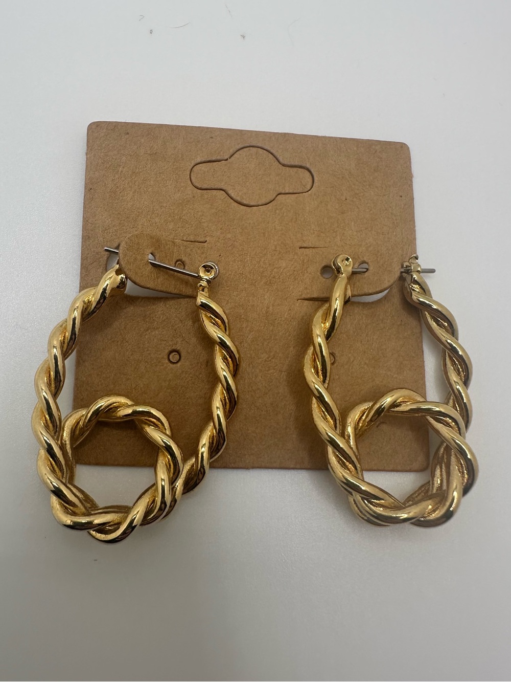 Gold Tone Vintage Twisted Hoop Earrings